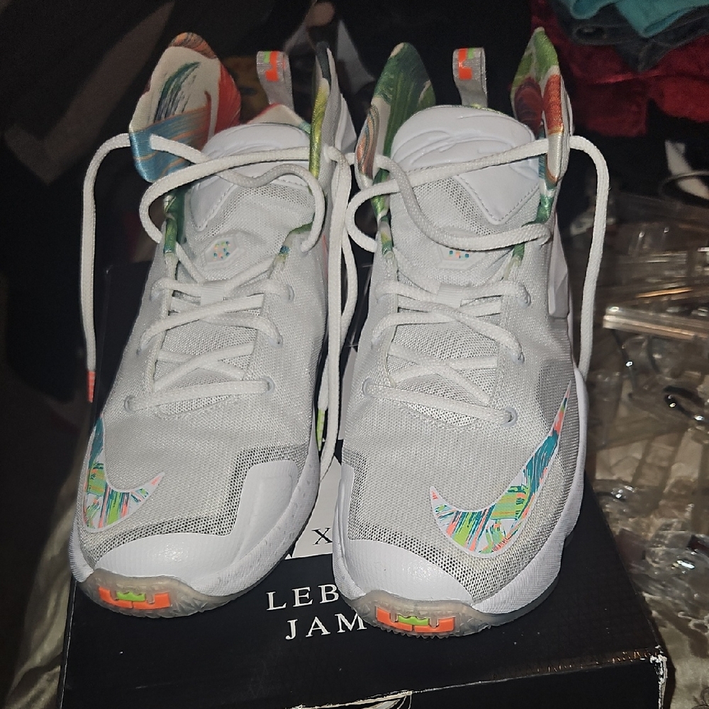 Nike White and Multicolor Kids Sneakers